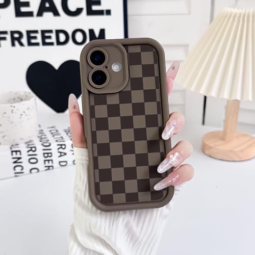 Lovmooful for iPhone 16 Plus Case Cute Checkerboard Plaid-Brown by Lovmooful - Used condition - Image 4