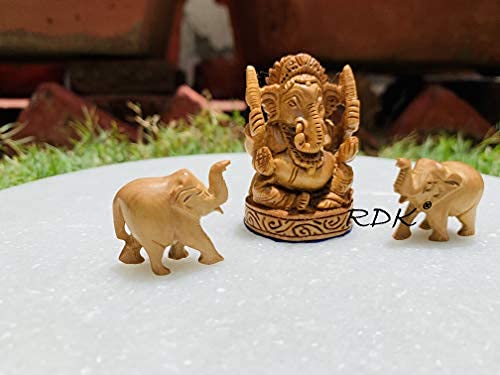 Image of RDK Rose Quartz Ganesha Idol Handpainted Divine Finish Natural Pink Rose Quartz Crystal 150-200g Home Mandir & Spiritual Decor Vastu Crystal Ganpati Murti for Gift