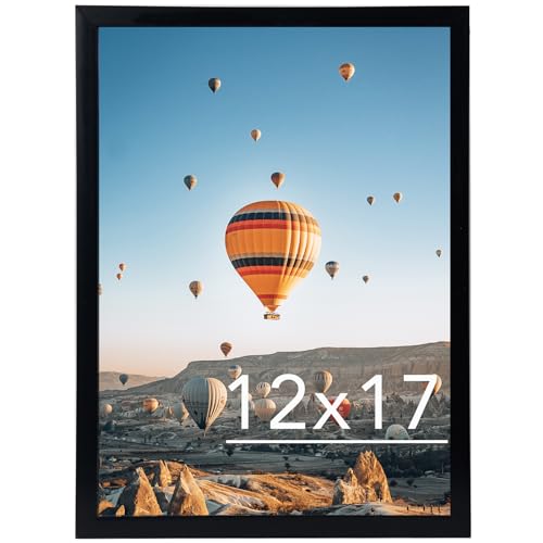 Image of JCJMY 12x17 Picture Frame Black for Wall Hanging, Wall Mounting Horizontally or Vertically, 12 x 17 Wall Gallery Poster Photo Frame with Shatter Resistant Plexiglass, Black