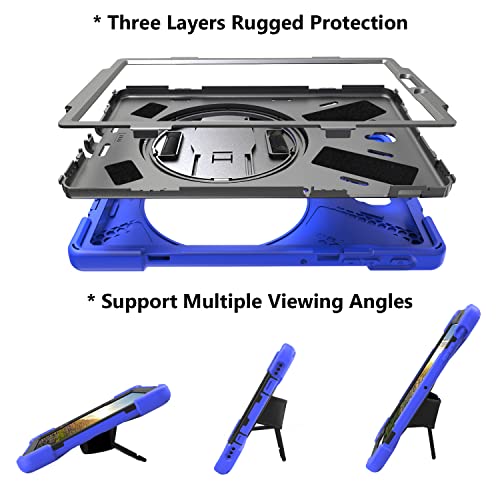 Shockproof Case for Samsung Galaxy Tab S4 10.5'' 2018 (SM-T830 SM-T835 SM-T837),Portable Heavy Duty Tablet Cover with 360 Rotating Stand Handle Strap & Shoulder Belt Carrying Case (New Blue) - Image 3