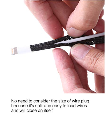 Image of Alex Tech 25ft - 1 /8 inch Cord Protector Wire Loom Tubing Cable Sleeve Split Sleeving For USB Cable Power Cord Audio Video Cable - Protect Cat From Chewing Cords - Black