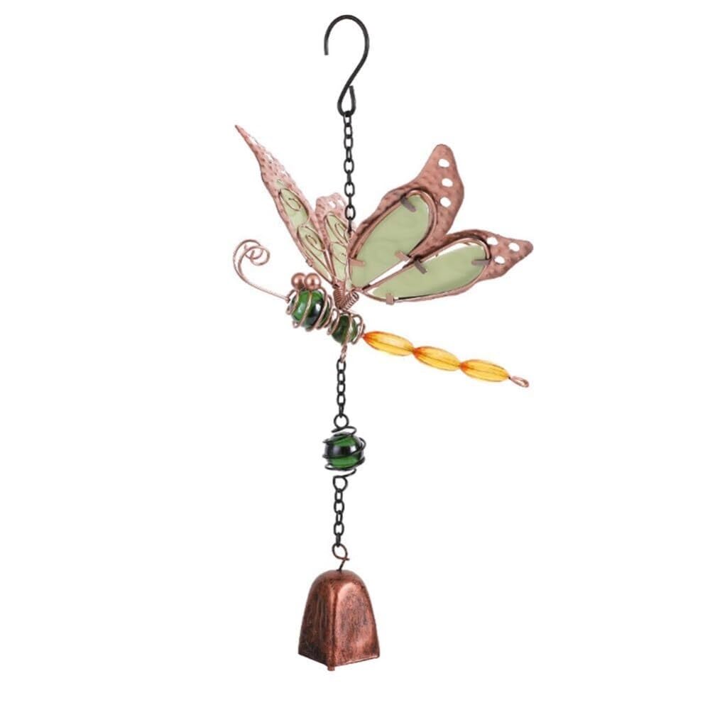 Wind Chime Outdoor Wind Chimes Metal Dragonfly Chime with Night Glowing for Yard Garden Home Decor Windchime(Gelb,Bell)