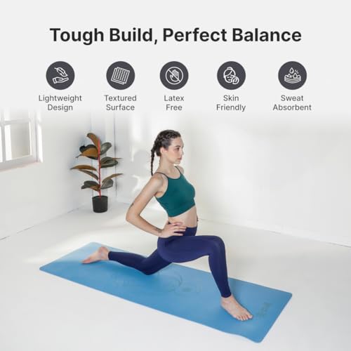 Image of Cult TPE Yoga Mat, Non-Toxic Latex-Free, Anti-Slip, Extra-Thick Cushioning, Tear-Resistant, Travel Strap 6mm (Reef Blue)