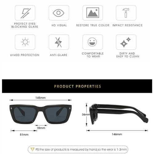 Lunettes de soleil carrées design géométrique et finitions rivets - 7
