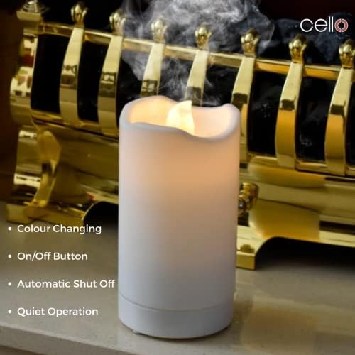 Cello Ultrasonic Diffuser Candle - 120 ml Essential Oil DIffuser for Home Fragrance, Cool Mist Fragrances, Humidifier, Compliments Cello Essential Oils