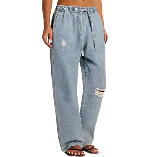 Jean coupe droite pour femme en denim ample et confortable