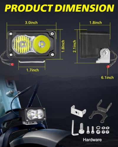 Image of 2 Pin Male eBike Headlight for Rad Power Bikes Vamoose Mammoth | High Intensity CREE LEDs, Spot Flood Combo Beam, 6000K 20W Waterproof E-Bike Light, Check Connector Before Purchase