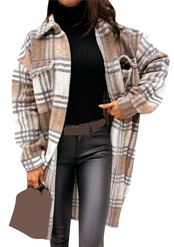 Manteau baggy femmes veste surchemise manches longues chemisier à carreaux