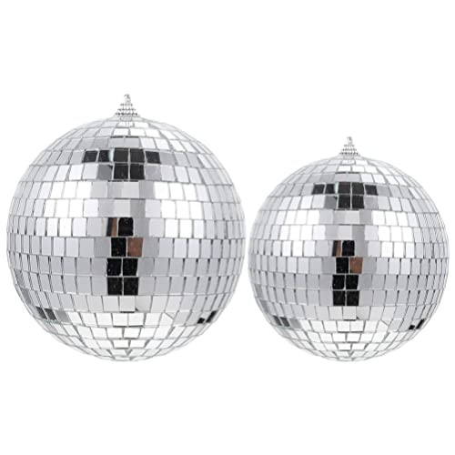 SaditY - 2 bolas espejadas para fiesta, estilo años 80 y 90, con anilla para colgar, decoración festiva para bar, pastel, Navidad y luces miniatura 1