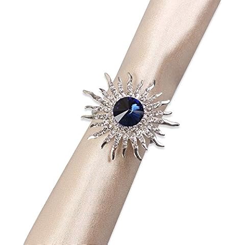 QTKJ Set of 6 Silver Sunflower Napkin Rings Cover