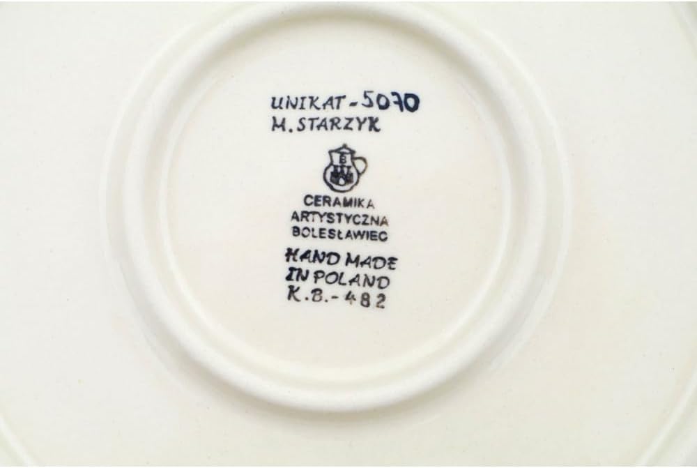 Polmedia Polish Pottery Dinner Plate UNIKAT - Spring Blossom Harmony Pattern Handmade in Boleslawiec Poland by Ceramika Artystyczna + Certificate of Authenticity
