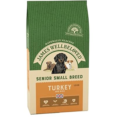 James Wellbeloved Complete Hypoallergenic Small Breed Senior Dry Dog Food Made With 100% Natural Ingredients and One Source of Animal Protein (Turkey) and Rice, 1.5 kg