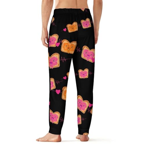 Peanut Butter Jelly Heartbeat Men's Pajama Bottoms Casual PJs Shorts Soft Lounge Pants with Pocket for Lounging Sleeping3