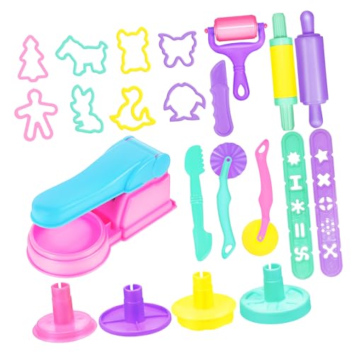 iplusmile 22 piezas Kit de Herramientas para Modelado de Arcilla con Moldes de Animales de Plástico Máquina de Fideos y Accesorios para Manualidades Infantiles Colores Color Color Aleatorio