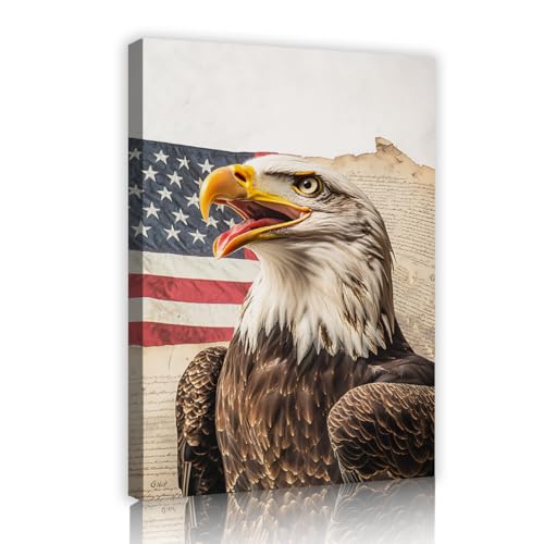 Pygargue à tête blanche symbole de liberté grande peinture murale salon 60x90cm