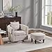 FLEXISPOT Swivel Barrel Accent Chair with Ottoman, 360 Degree Swivel Round Chairs with Removable Throw Pillow, Upholstered in Chenille, Reading Sofa for Living Room, Bedroom (Light Gray)