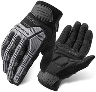 Rock BROS Mountain Bike Gloves Dirt Bike Gloves Motorcycle Cycling Gloves with 6MM Gel Pad Touch Screen Knuckle Protection Gloves for BMX MX ATV MTB Racing Black-XL