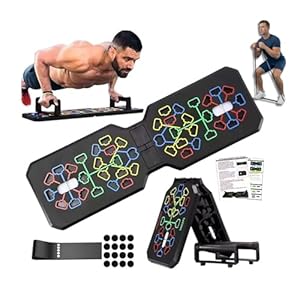 Push Up Board, 24 in 1 Push Up Board with Resistance Band, Multifunctional Foldable Press Up Board, Portable Pushup Stands & Exercise Board for Full Body Muscle Workout