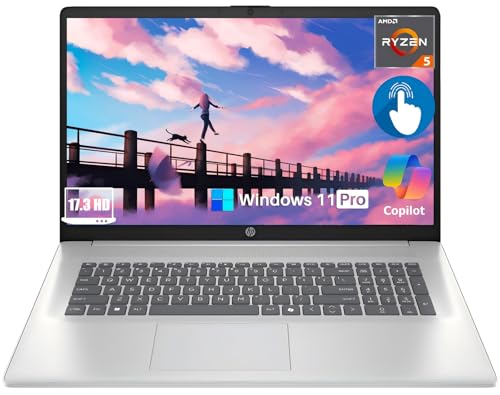 Image of HP 17 Inch Touchscreen Business Laptop | AMD Ryzen 5 7430U (Beat i7-1355U) | 64 GB RAM | 1 TB SSD | 17.3 inch HD+ Anti-Glare Display | Windows 11 Pro | Copilot | Wi-Fi 6 & BT 5.4 | Fast Charge | Webcam