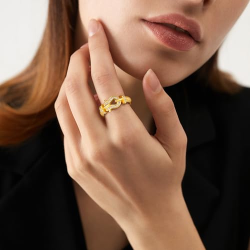 Waimore Saddle Ring, Horseshoe Design, Sparkling Cubic Zirconia Adjustable Nickel-Free Elegant Jewelry for Anniversary Daily Wear and Statement3