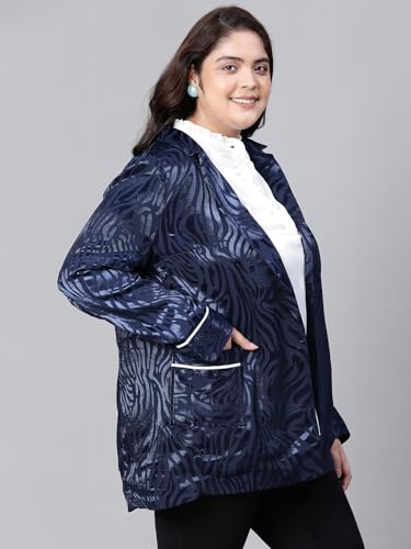 Image of oxolloxo Bright Open-Regular Collar Floral Print Plus Size Blazer Jacket