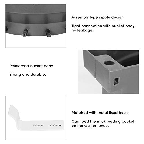Balde de alimentação de leite de bezerro 38L, garrafa de alimentação com 6 mamilos, balde de aliment
