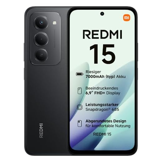 XIAOMI Redmi 15, Smartphone 8+256GB, 6,9" FHD+ 144Hz DotDisplay, Snapdragon 685, 50MP KI-Dualkamera, 7000mAh Akku, Midnight Black