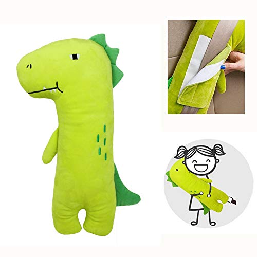 Apomelo Green Stuffed Dinosaur Car Seat Belt Pillow for Kids, Neck Support Pillow