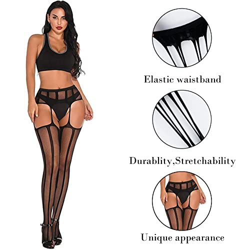 Women's Garter Belt Fishnet Tights Stockings High Waisted Suspender Pantyhose2