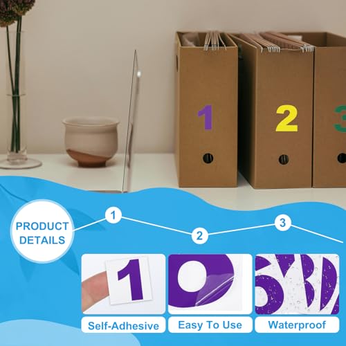 Autocollants Réfléchissants Numéros 7.5cm Haute Adhérence Violets Imperméables 2 Jeux