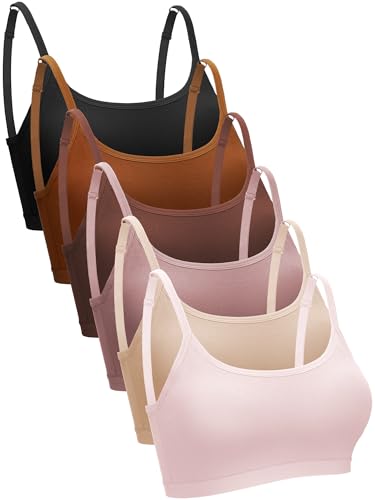 Image of Blulu 3 /6 / 12 Pcs Camisole Bra Wireless Padded Cotton Bralette Mini Cami Bras with Adjustable Straps for Women Girls
