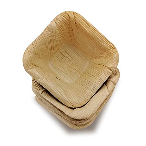 Dtocs 2.5 Inch Square Palm Leaf Bowls (Pack of 100) | Eco-Friendly, Compostable Sauce Dishes for Sushi, BBQ, and Events