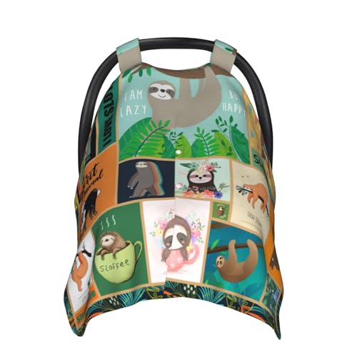 Image of YUOYISIB Sloth Baby Car Seat Canopy Cover Multi Use Nursing Cover for Newborn Car Seat Canopy Mom Nursing Breastfeeding Covers Newborn Shower Gifts