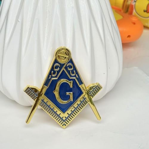 Image of Chrome Plated 3D Masonic Car Emblem, Gold Blue