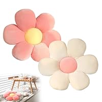 Blume Bodenkissen, 2 Stück Blumenbodenkissen Sitzkissen, 38x38cm Blumenboden Kissen Tatami Blumenförmiges, Weiches Blütenblattkissen, Kissen Blumenform für Schlafzimmer Sofa Couch(Weiß und Rosa)