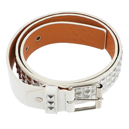 Punk Style Rivet Belt for Men Fashionable PU Leather Waist Belt Adjustable Decorative Waistband for Jeans Casual Wear