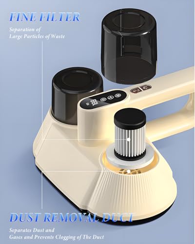 aichilra Milbensauger für matratzen, Tragbarer Kabellos Matratzensauger mit Doppelsauger und UV- C- und Ultraschall für die Reinigung von Bettzeug und Sofa