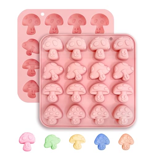 2PCS Mushroom Silicone Mold - 16 Cavity 3D Cute Mushroom Gummy Molds