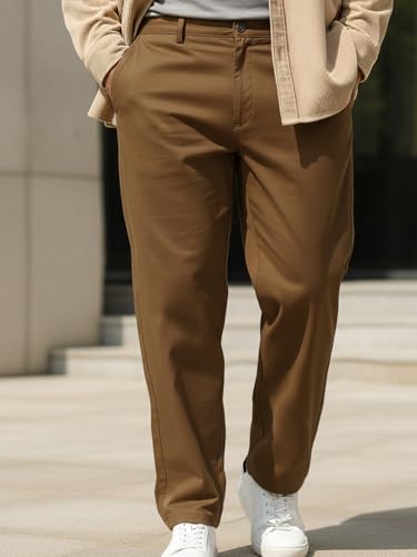 Image of Urbano Plus Men Mid Rise Cotton Regular Fit Casual Chino Pants Stretch