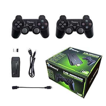Blulory 4K Smart Video game TV Stick,Consoles de Video game,2.4G Wireless Gamepads Controlador 10.000 jogos 32/64GB Retro Classic Gamin