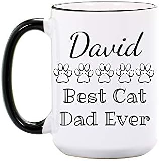 Cat Dad Mug - Personalized Large 15 oz or 11 oz Ceramic Cup