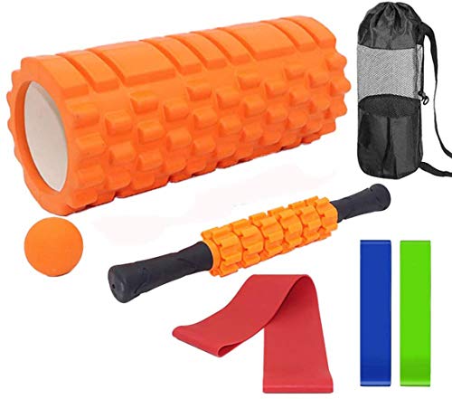 フォームローラー 筋膜リリース ストレッチポール 6点セット ヨガポール マッサージボール マッサージローラースティック フィットネス トレーニング器具 ストレス解消 筋肉痛改善 首 肩こり 背中 腰 猫背 太もも 足 ほぐす 収納袋付き