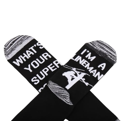 Image of G2TUP 2 Pair Lineman Gift I'm A Lineman What's Your Superpower? Socks Lineman Wife Socks Journeyman Lineman Gift