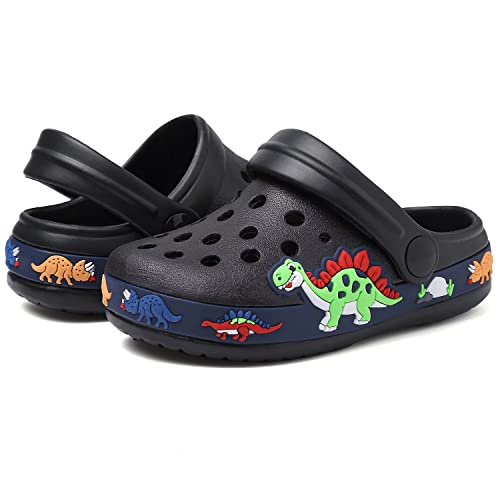 Ohsnmaksl Toddler Clog Slippers Garden Sandals Slip On Shoes Water Shoes Sneakers Cartoon Slides For Boys And Girls Children Beach Pool Shower21-X-Ddx-Black-280 #TOP6
