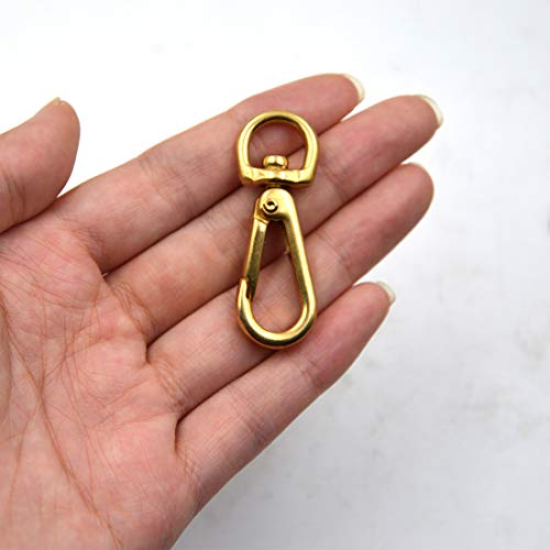 Okones Pack Of 4Pcs, 10Mm Eye Inner,45Mm Oal,Solid Brass Ring Lobster Clasp Claw Lobster Snap Lanyard Hook Lobster Claw Clasp For Straps Bags Belting Leathercarft (2/5''Eye×1-7/9''Oal, Bra0054) #TOP2