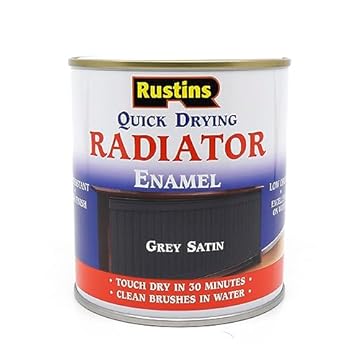RUSTINS Quick Drying Radiator Enamel Satin - Grey 250ml – Durable, Long-Lasting Finish for Radiators That Stands the Test of Time