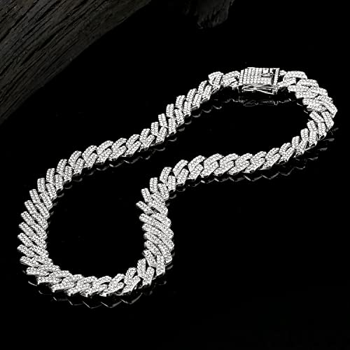Junvirtuous Cuban Link Chain Mens Iced Out Miami Cuban Necklace Silver/Gold Bling Diamond Hip Hop Jewelry For Women #TOP3