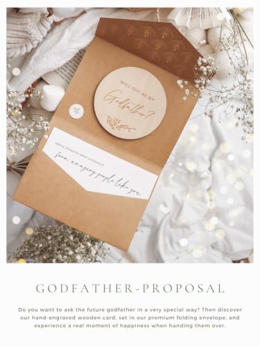 Image of Joli Coon Will you be my godfather wooden card with pocketfold envelope and seal sticker - Godfather proposal