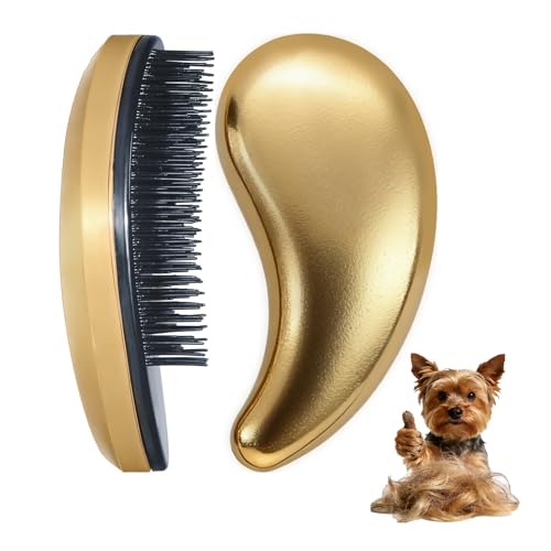 MAEELOU Small Dog Brush, Skin-friendly Soft Bristles (Rose Gold)