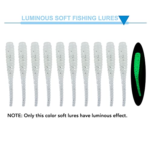 Goture Micro Ice Fishing Jigs Soft Plastic Worm Lures Combo ​Ice Fishing Lures Set For Panfish Crappie Perch Bluegill Sunfish Walleye #TOP4